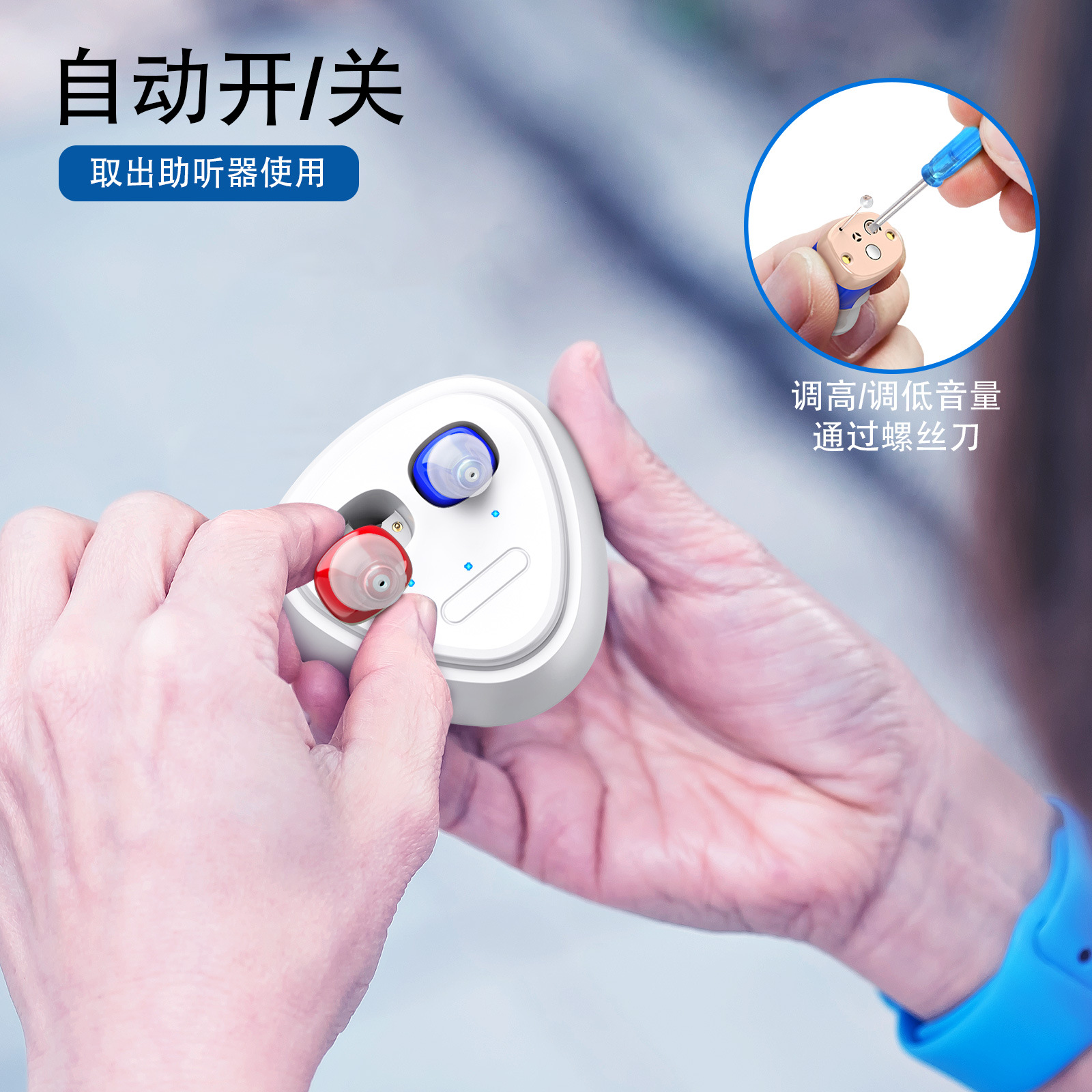 Hearing Aid Mini Rechargeable Ultra-Small In-Ear Sound Amplifier Noise Reduction Sound Collection Equipment Cross-Border Wholesale