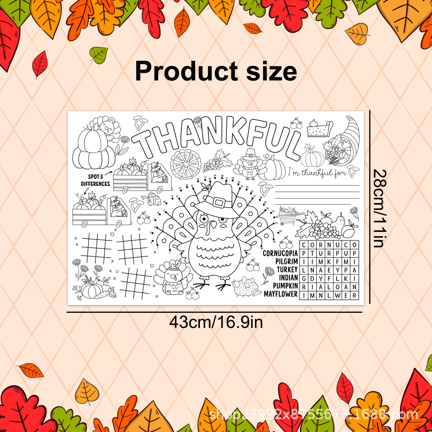 12pcs Thanksgiving Table Mat, Disposable Placemat, Suitable for Dining Paper Placemat for Autumn