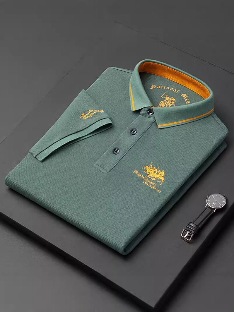 Popular ShorT-sleeved T-shirT Men's Summer New ProducT for Young and Middle-aged Men Pure Color Embroidered POLO ShirT Casual T-shirT Trendy