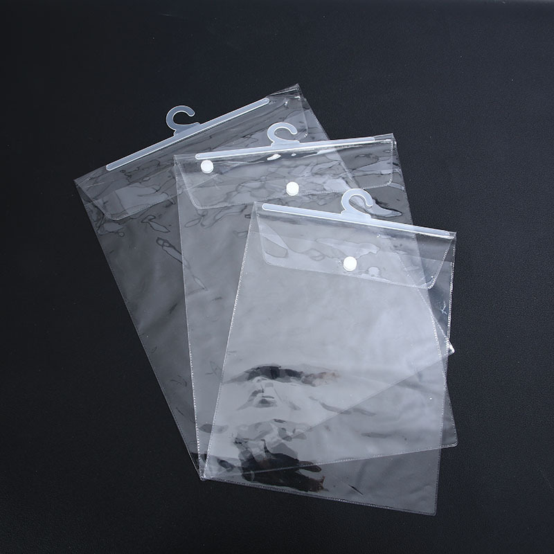 ПВХ пакет для крючков с перекрестной строчкой, прозрачный пакет, фабричный источник, упаковка пластикового нижнего белья для прямых волос