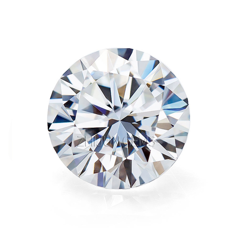 Round Eight Hearts and Eight Arrows Colored Moissanite Loose Stone Ring Face Red Blue Green Yellow Champagne Pink Diamond Accent Stone