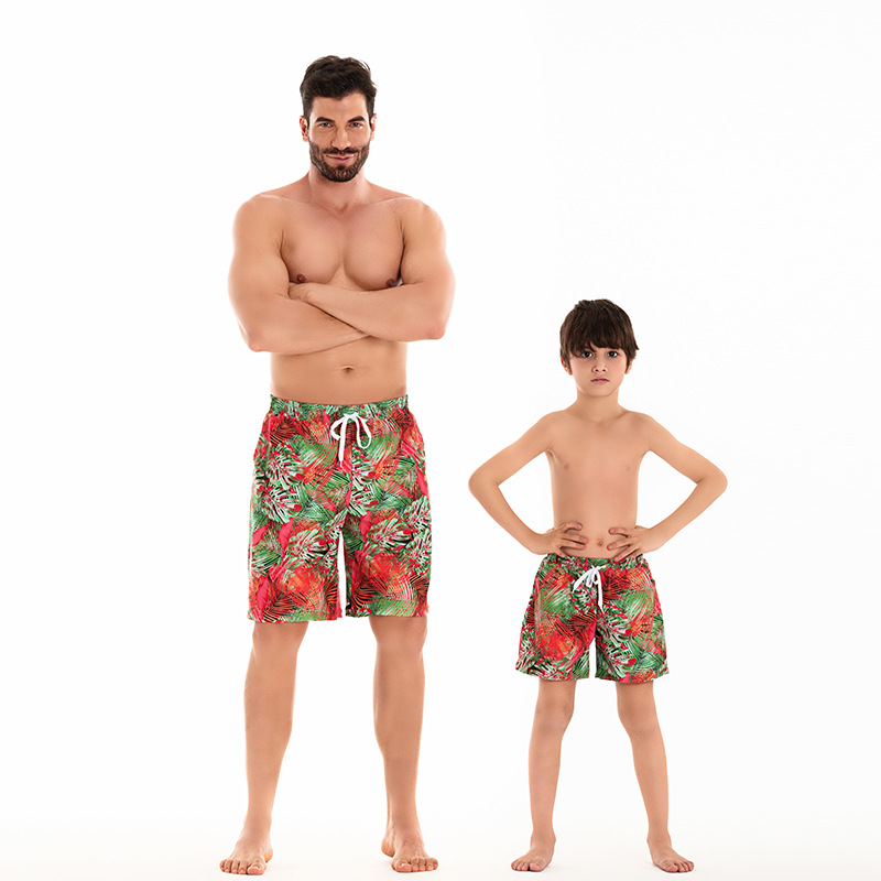 Cross-border European and American swimsuit family wear new mother and daughter bikini father and son Beach pants elastic waist brothers and sisters swimsuit