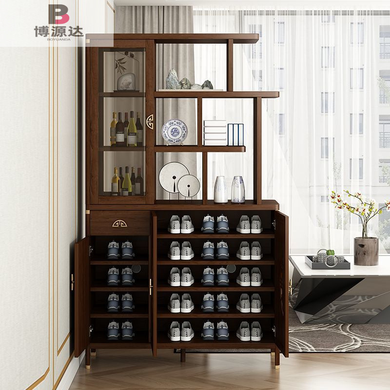 New Chinese-style Entrance Cabinet Wall-leaning Integrated Living Room Entrance Hall Cabinet Door Shoe Cabinet Display Cabinet Partition Storage Entrance Cabinet