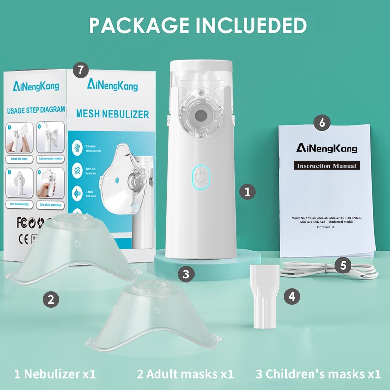 Foreign trade handheld household portable Ultrasonic Atomization machine mute baby English mouth suction compression micro mesh atomizer