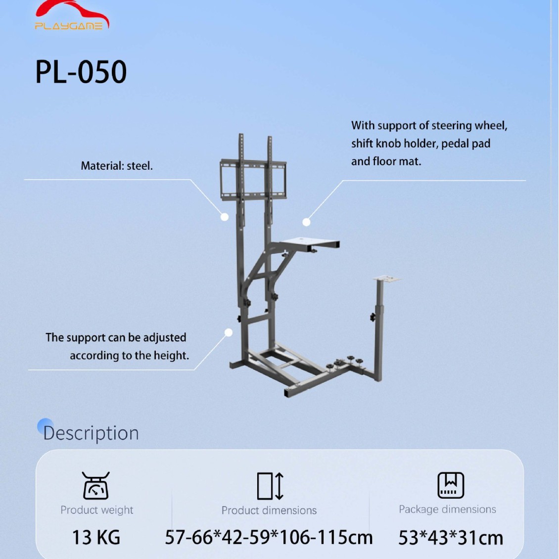 Стойка для телевизора с подставкой для руля для почти всех симуляторов гонок на рынке