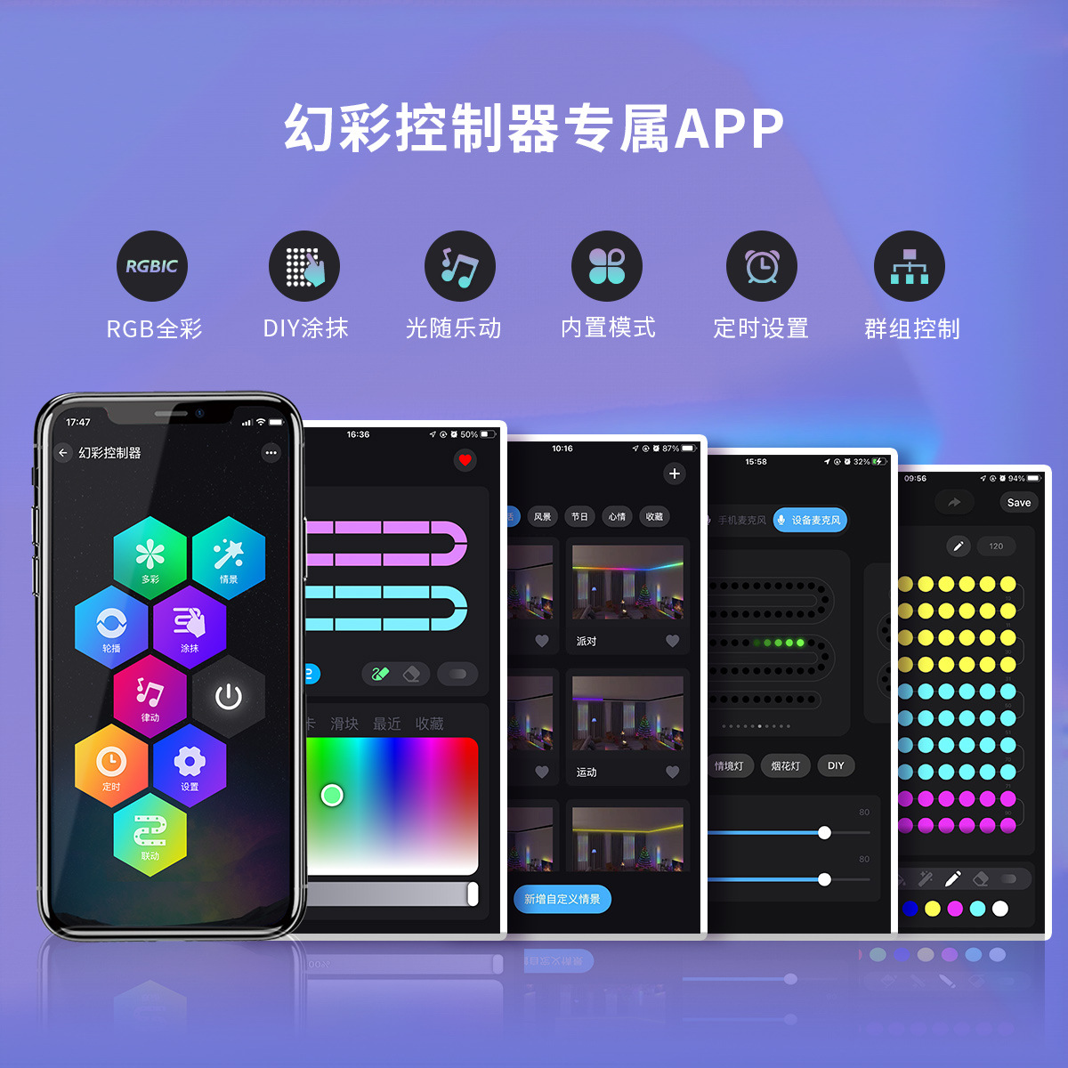 Surplife Bluetooth Symphony Controller Multi-Scene Mode Leather String Light Controller Christmas Tree Light String