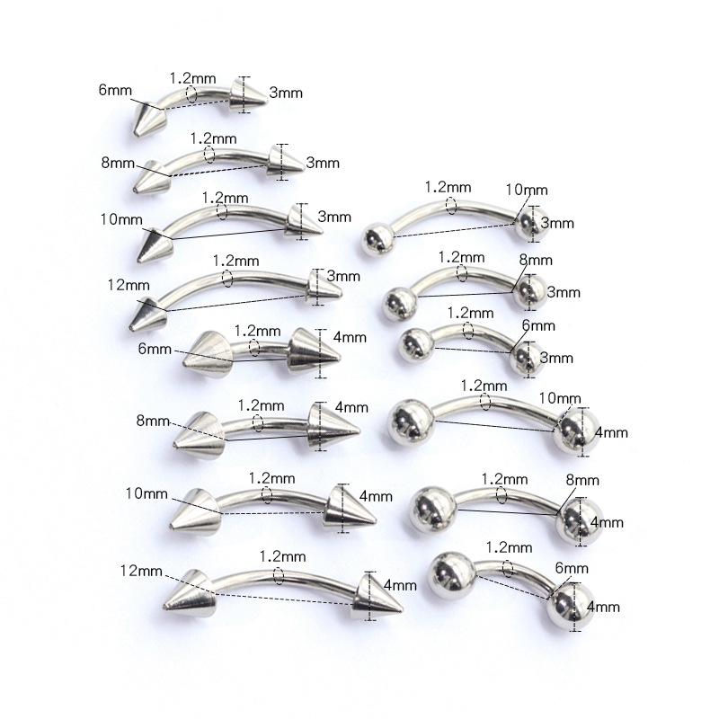 Piercing Jewelry Stainless Steel Eyebrow Nails Lip Nails European and American Amazon Hot Selling Titanium Steel Vacuum Electroplating Ear Nails Nose Nails