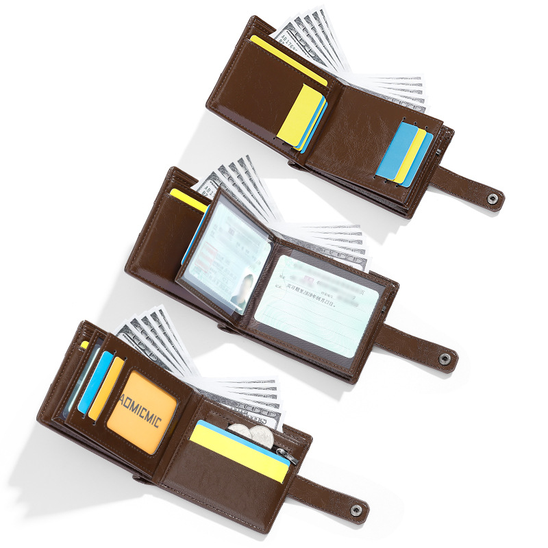 Cross-Border New Men's Wallet European and American Retro Style Short Driver's License 80% off Leather Multi-Card Slot Coin Clip