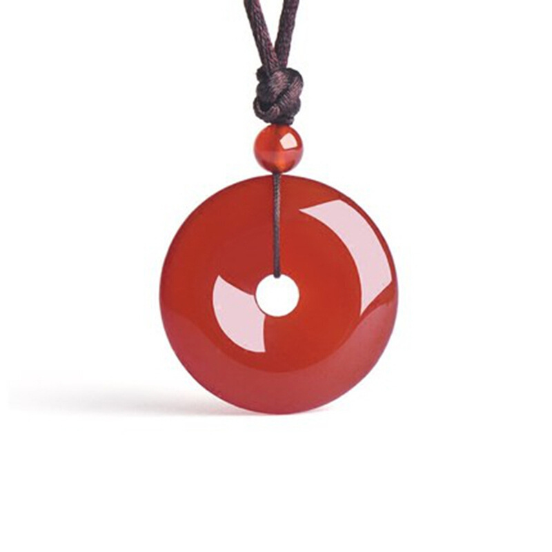 {Ping An Shunsui} Natural Ice Chalcedony Pendant Agate Jade Necklace for Men and Women