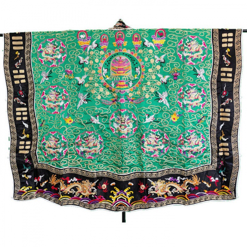 Dragon Robe with Gold Thread, High-Power Robe, Taoist Robe, Imitation Hand-Embroidered Blue-Edged Nine Dragons Taoist Robe