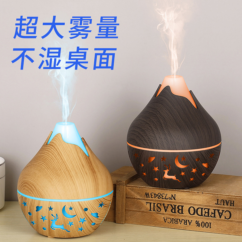 Mini Small Snow Mountain Wood Grain Humidifier Imitation Wood Grain Colorful Light USB Mute Air Hydrating Atomized Aromatherapy Spray