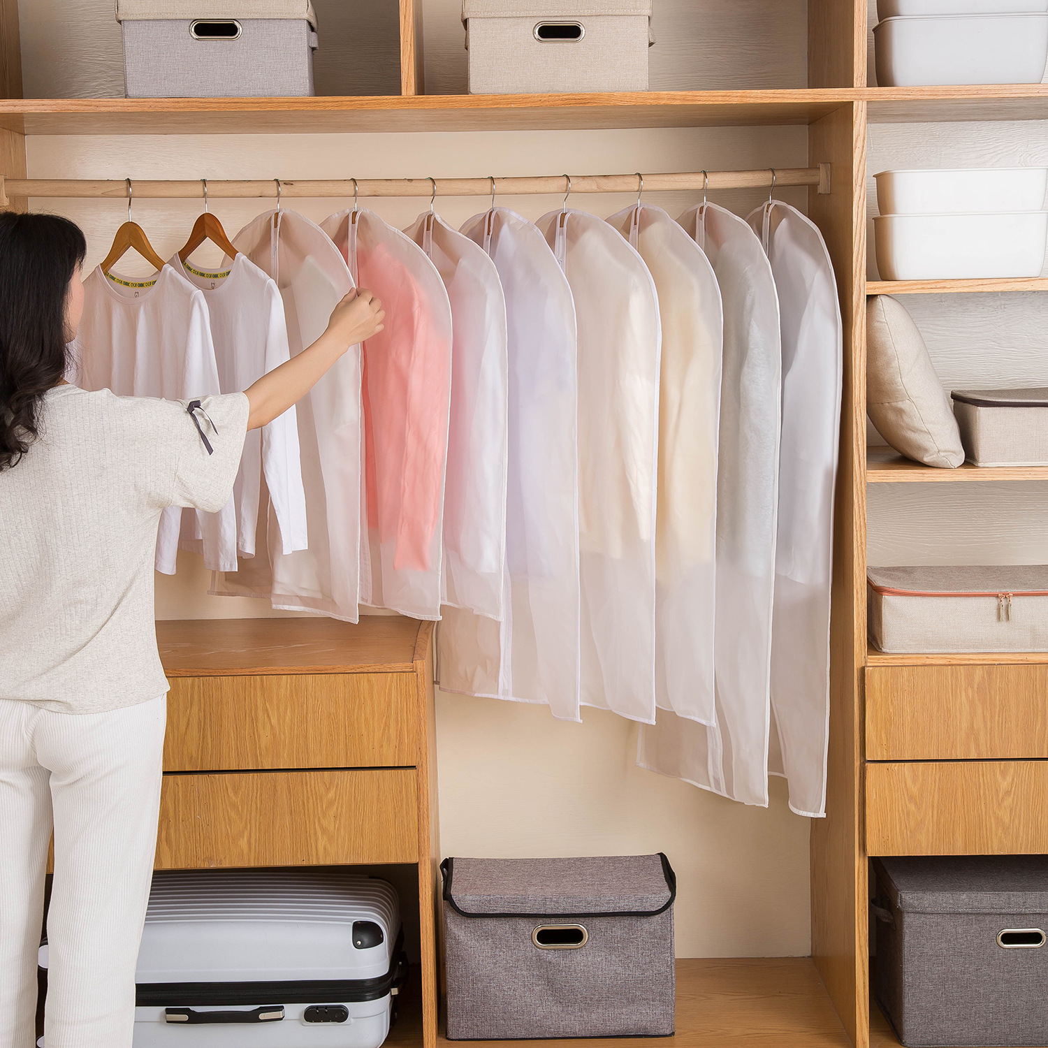 Dust-Proof Clothing Dust-Proof Bag Household Transparent Dust-Proof Hanging Clothes Bag Washable Clothing Suit Dust-Proof Cover Wholesale