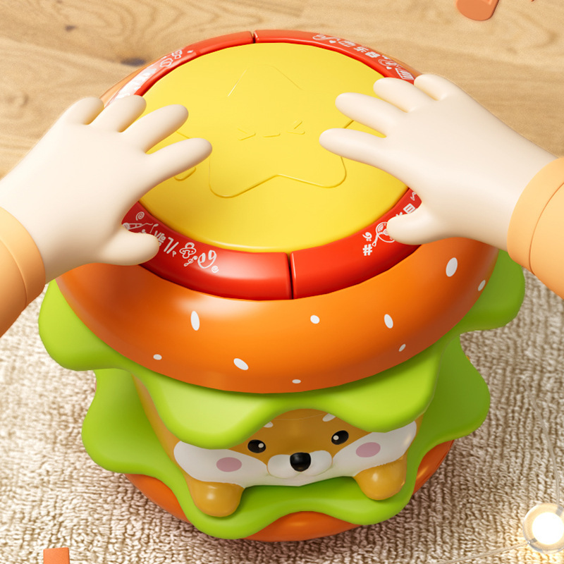 Кросс-бордерный детский игрушечный барабан в виде гамбургера, интерактивная игрушка для родителей и детей, раннее образование