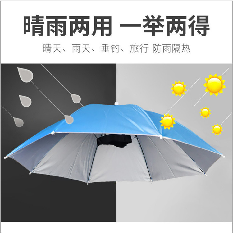 Head-mounted hat umbrella fishing large sun umbrella lightweight umbrella watermelon umbrella rainbow color stripe wholesale push umbrella