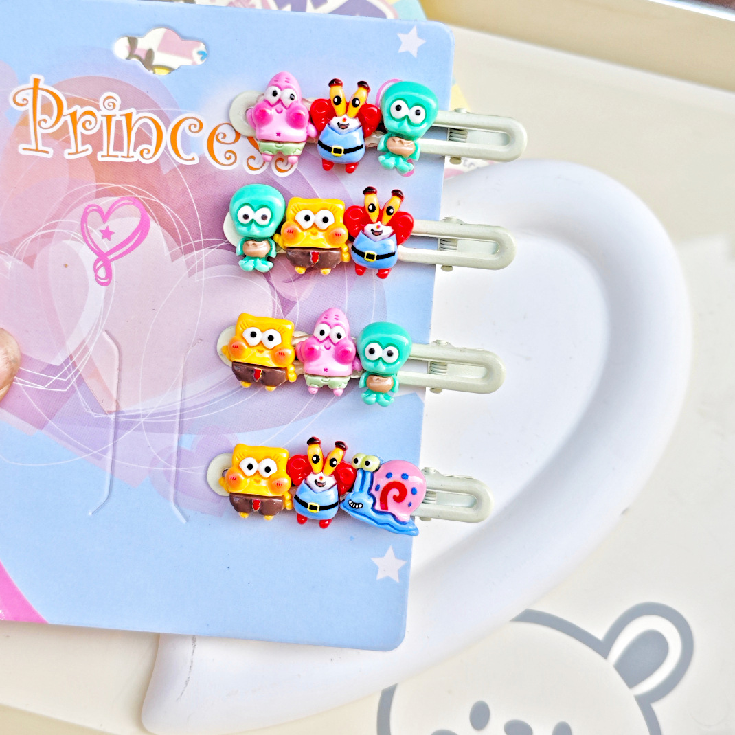 Sponge Baby hairpin female left Sea clip broken hair Star Pie star side clip dopamine student cute girl heart