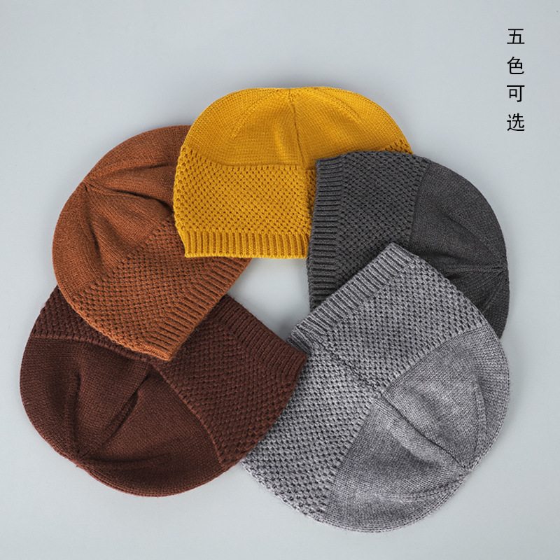Monk Melon Hat Winter Warm Monk Hat Faux Rabbit Velvet Knitted Wool Hat Bichkhuni Hat Master Monk Flat Top Hat