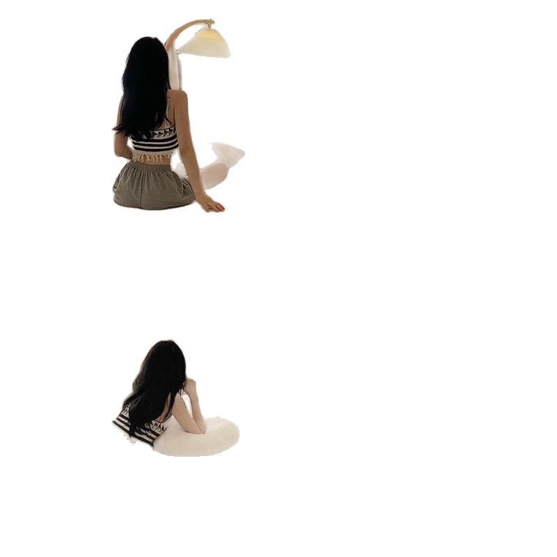 Cream Style Puff Fabric Bed Master Bedroom Princess Bed Double Bed Bedroom Complete Set of Furniture Bed + Bedside Table