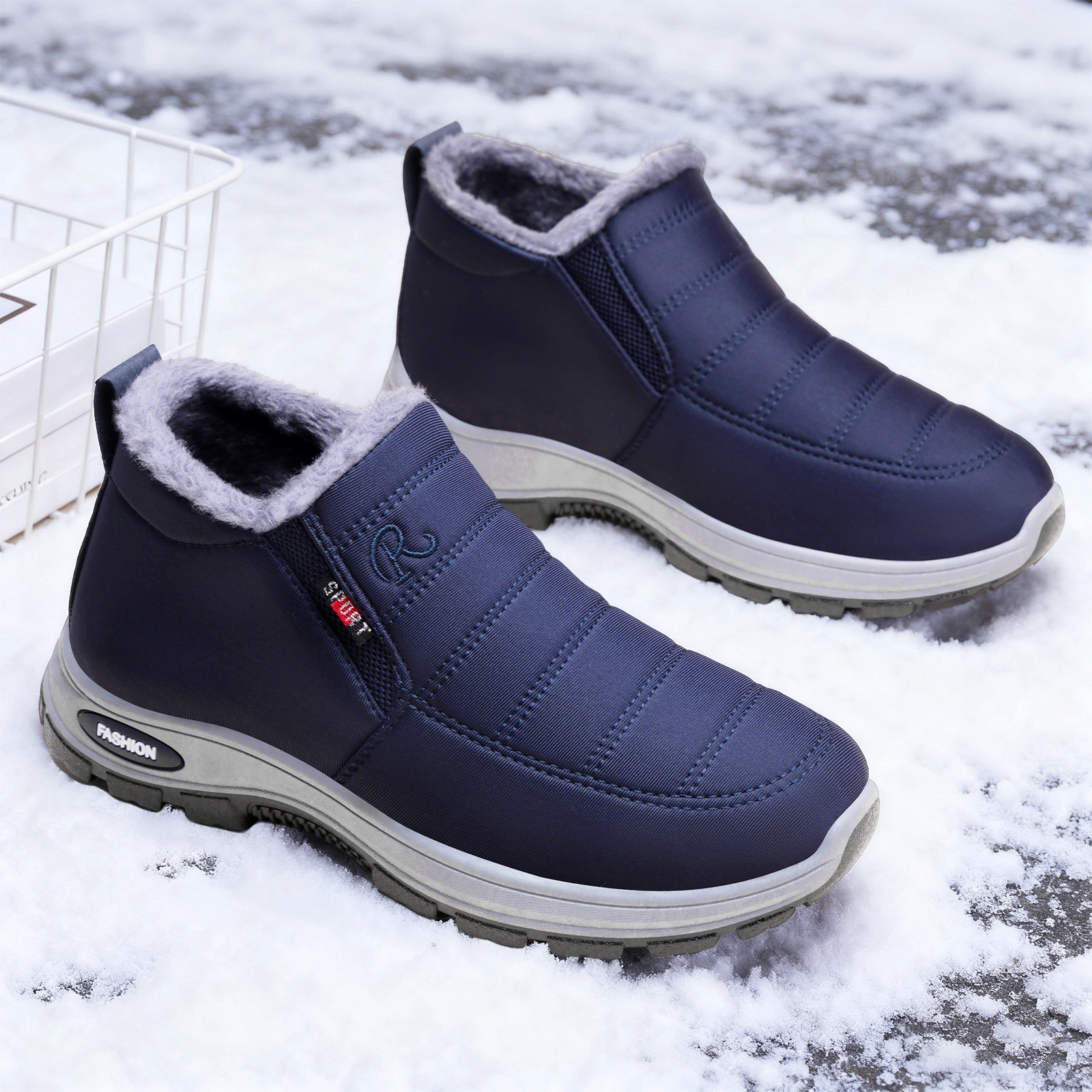 Cotton Shoes 2025 Winter Women's Cross-Border Dropshipping Mom Shoes Warm Casual Elderly Shoes Slip-On Fleece-Lined Thickened Cotton Boots