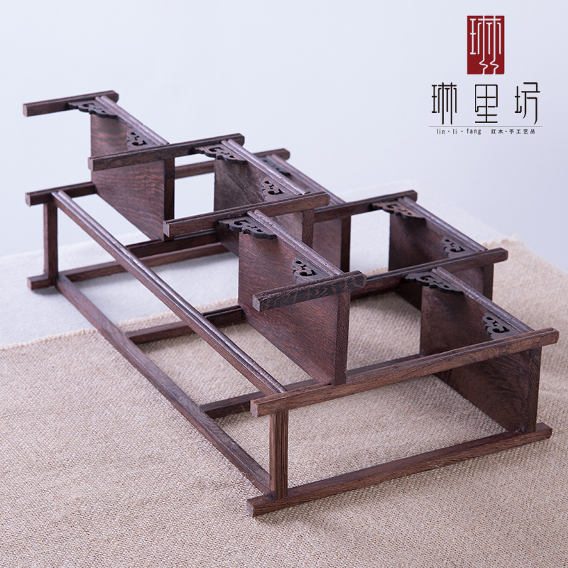 Redwood Solid Wood Purple Sand Pot Shelf Tea Set Rack Storage Rack Small Bogu Rack Chicken Wings Wood Duobao Pavilion Display Rack Ornaments