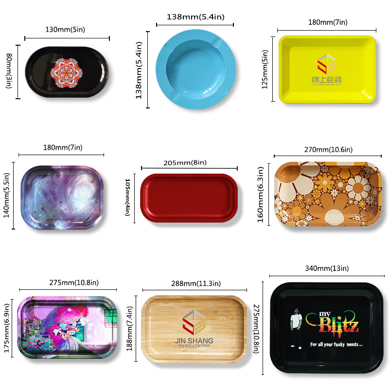 tinplate cigarette tray metal smoking accessories storage tray cross-border printing tobacco cigarette tray custom logo