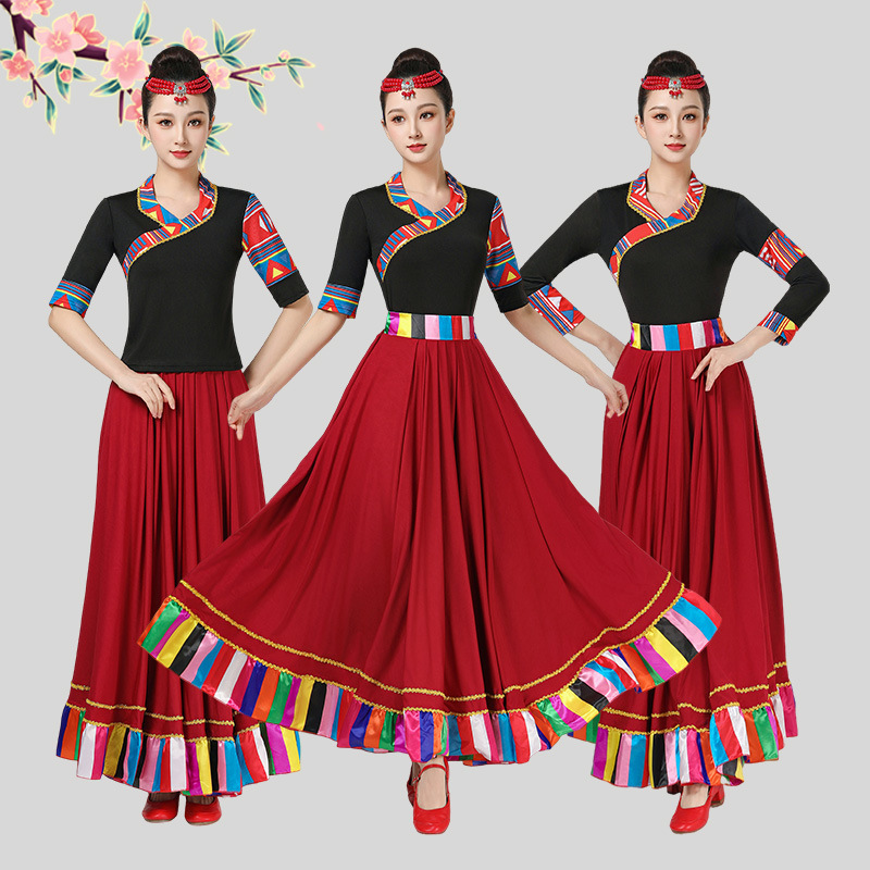 Xizang Dance Performance Costume Female Classical Minority Stage Performance Large Swing Long Dress Square Dance New Suit
