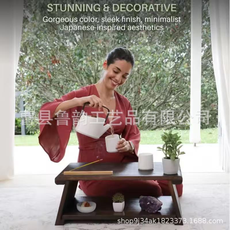 Wooden Bay Window Table Folding Kang Table Household Living Room Tatami Small Table Bay Window Floor Sitting Balcony Low Table Small Tea Table