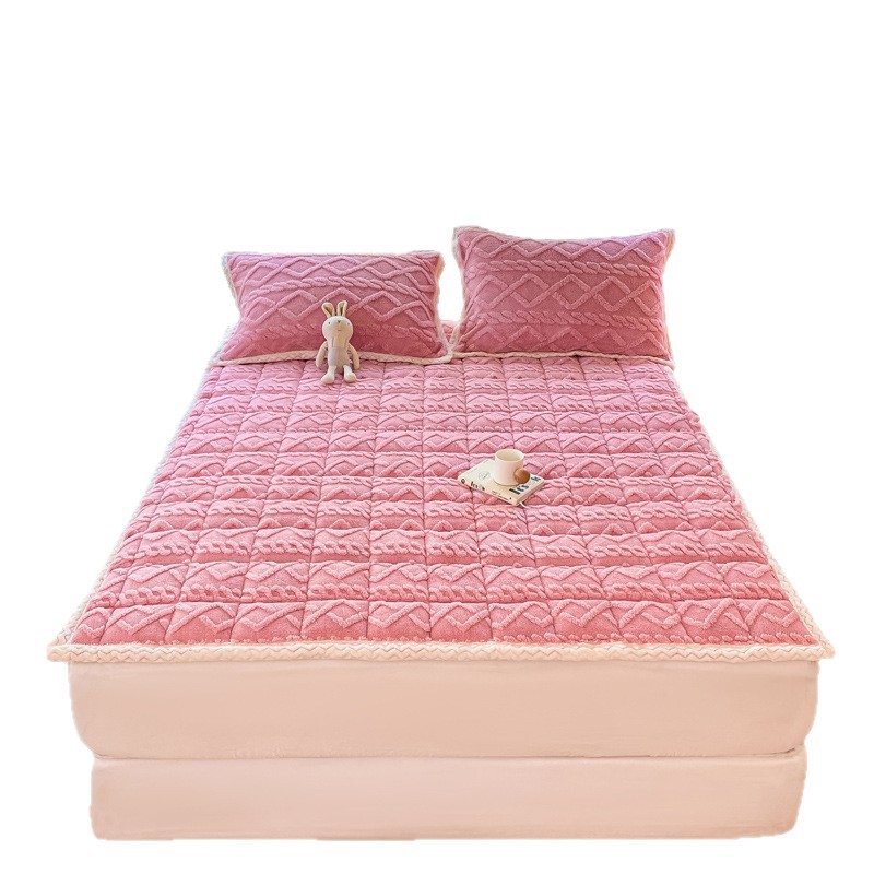 Class a Thickeneded Taffeta Mattress Cushion Household Cashmere Milk Velvet Mattress Cushion Winter Single Mattress Bedding