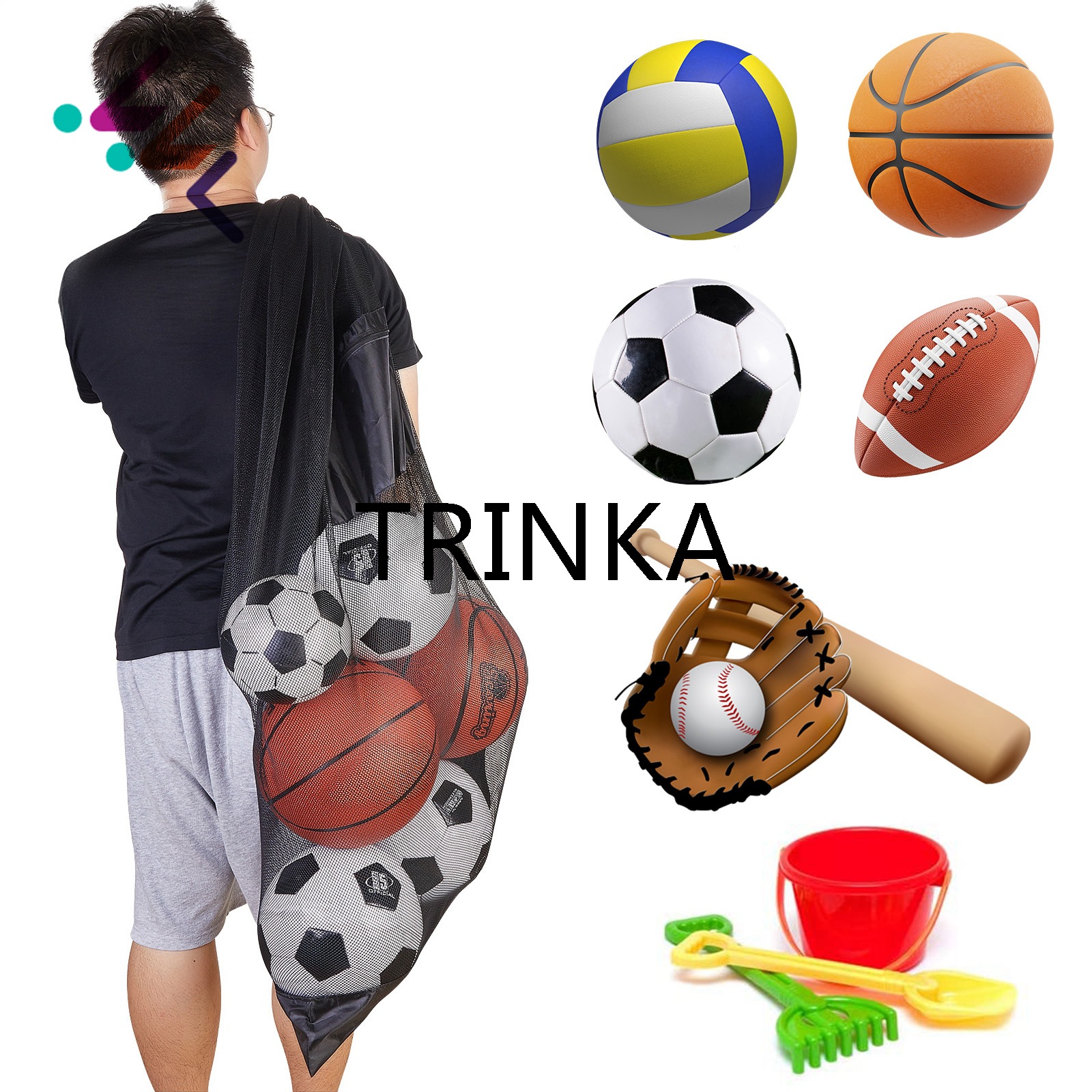Extra Large Capacity Basketball Football Storage Bag Single Nylon Bag Drawstring Football Packing Bag Drawstring Bag Net