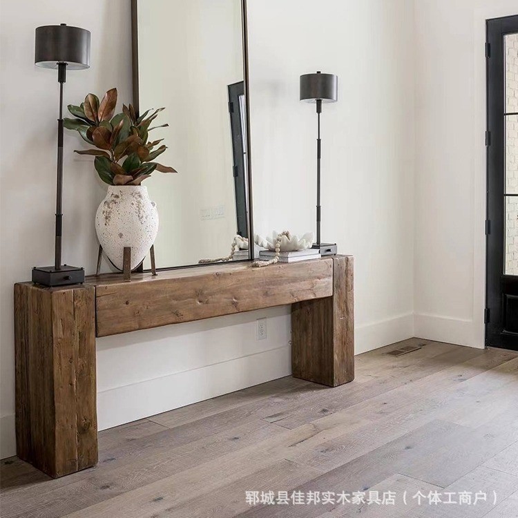 New Chinoiserie Old Elm Entrance Table Living Room Wall Case Table Solid Wood Strip Case Foyer Offering Table Incense Case Strip Side Cabinet