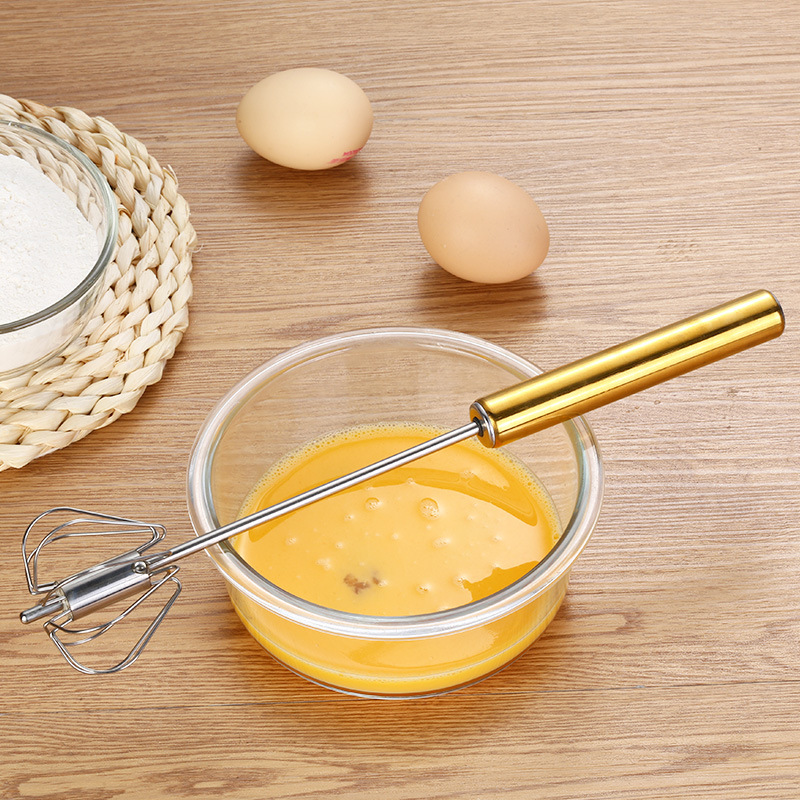 Stainless Steel Manual Egg Beater Press Type Cream Beater Semi-automatic Rotating Egg Beater Kitchen Baking Tool