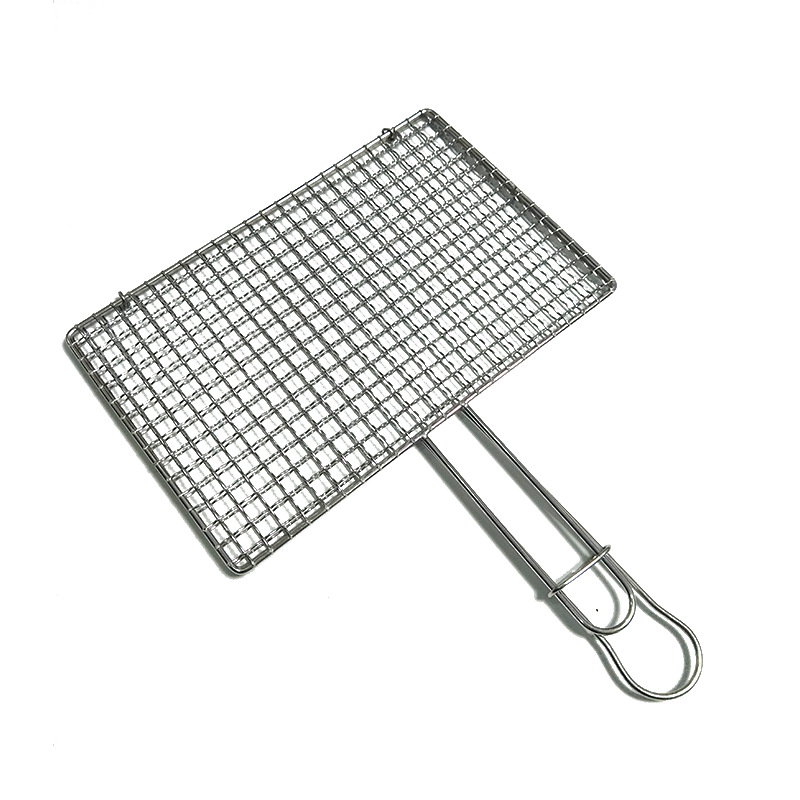 304 Stainless Steel Barbecue Vegetable Net Clip Racket Plywood Grilled Leek Net Grilled Fish Clip Commercial Tool Grids Rack