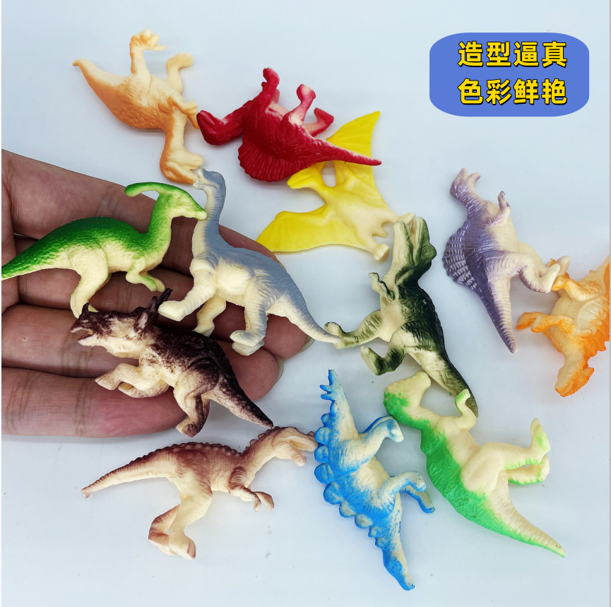 Cross-border simulation PVC soft rubber small dinosaur children's toys Tyrannosaurus Rex model archaeological kindergarten stall wholesale