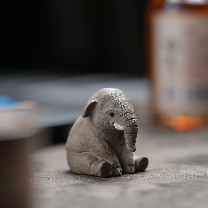 Yixing Original Mineral Purple Sand Elephant Tea Pet Ornaments Can Raise Cute Elephant Object Tea Tray Tea Table Handmade Tea Toys