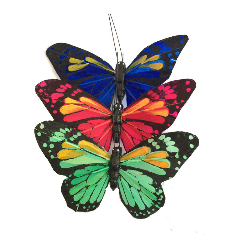Handmade feather material factory direct feather butterfly simulation butterfly wedding decoration spot