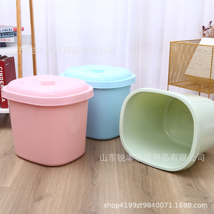 Plastic rice bucket manufacturers wholesale household kitchen grain flour storage bucket thickened rice box rice bucket printing advertising