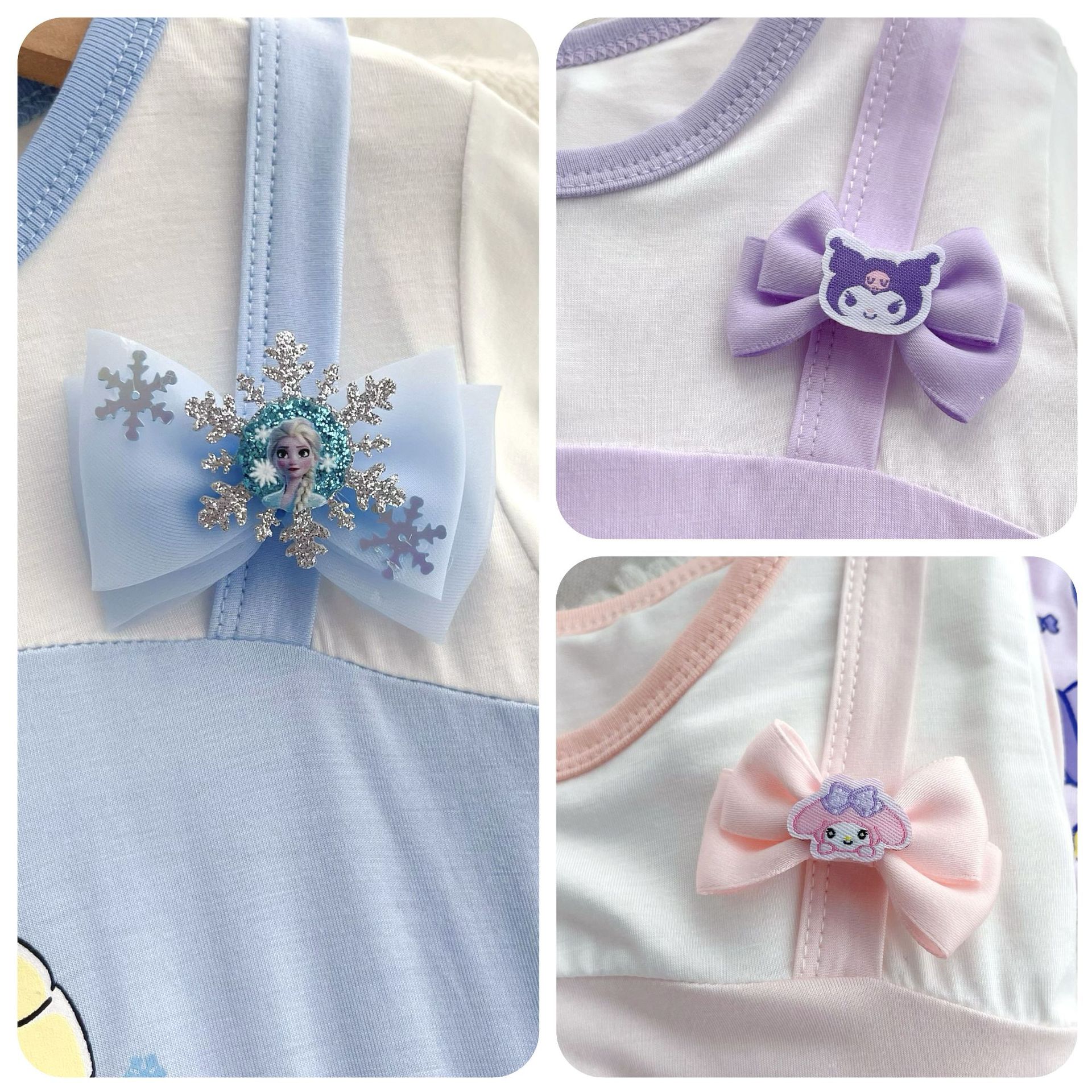 [Wormwood] 2024 new children's skirt nightdress girl's modal home soft dress cartoon cute hairpin