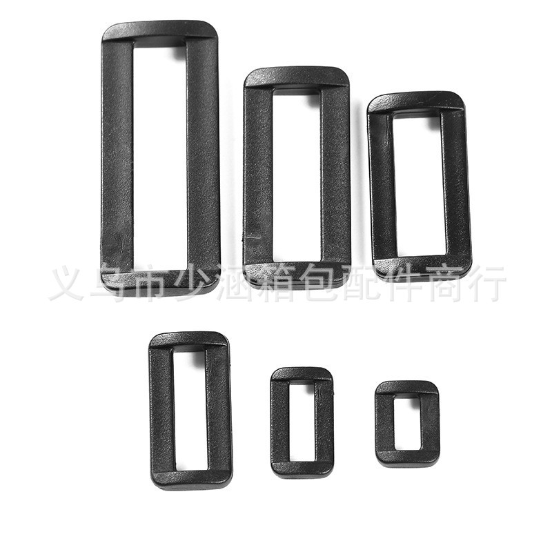 Factory 11~51mm plastic luggage webbing adjustment connection buckle mouth buckle second buckle long square buckle supply