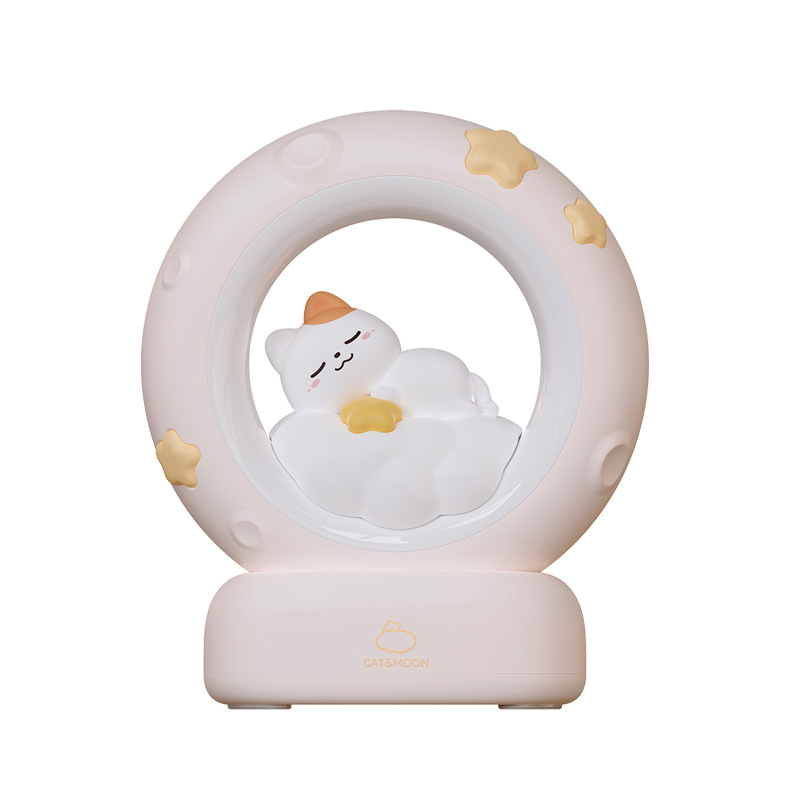 Creative New cute lantern girl's birthday gift online red decoration star picking moon shooting kitten night light