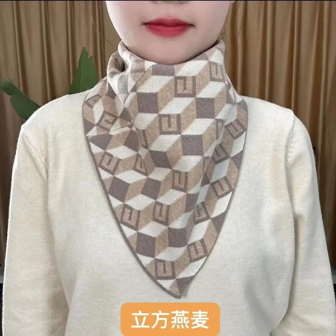 Factory explosions scarf cervical protection men's and women's cold scarf autumn and winter houndstooth neck set triangle towel factory direct sales