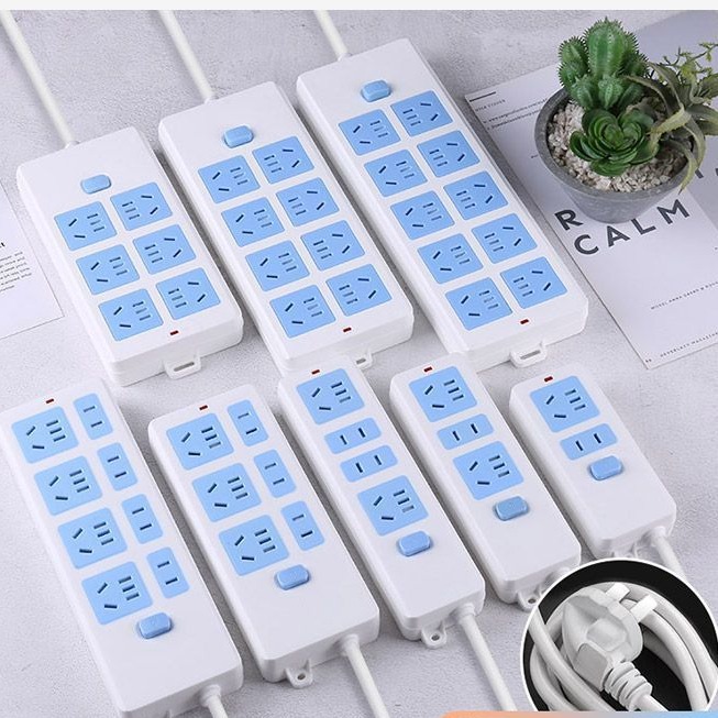 Plug row independent switch jack plug socket wiring board with wire wireless power cord household porous multi-function plug