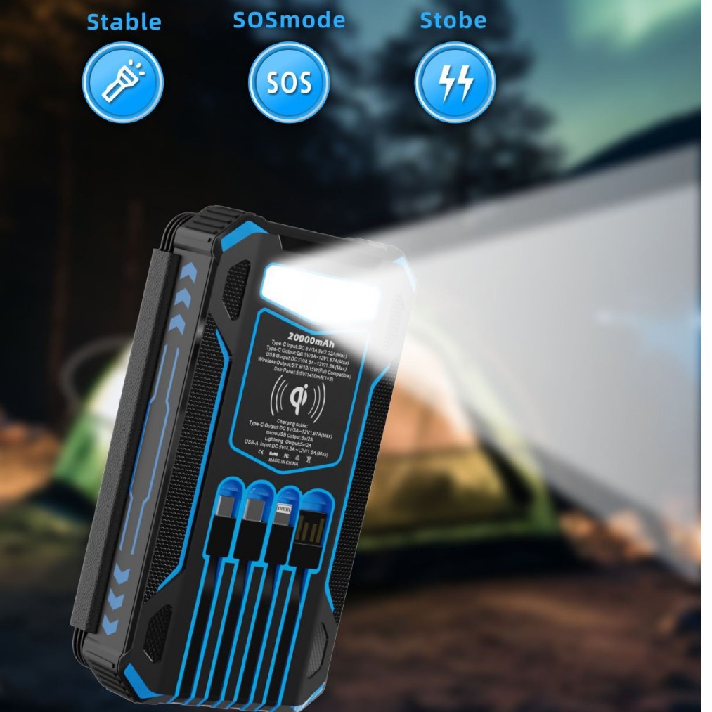 Cross-border 20000 mA solar charging treasure foldable wireless charging mobile power fast charging can be ordered logo