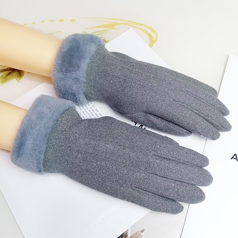 Autumn and winter women's velvet touch screen warm gloves outdoor sports riding driving student windproof cold-proof gloves