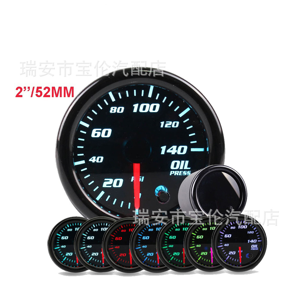 Автозапчасти 2'' 52мм манометр давления масла и датчик, с 7-цветным цифровым светодиодом 0-140 Psi