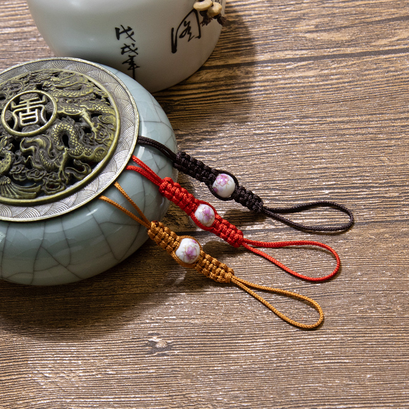 Hand-woven ceramic beads teapot rope thick rope firm teapot cover rope high-grade purple clay pot glass cup rope wholesale