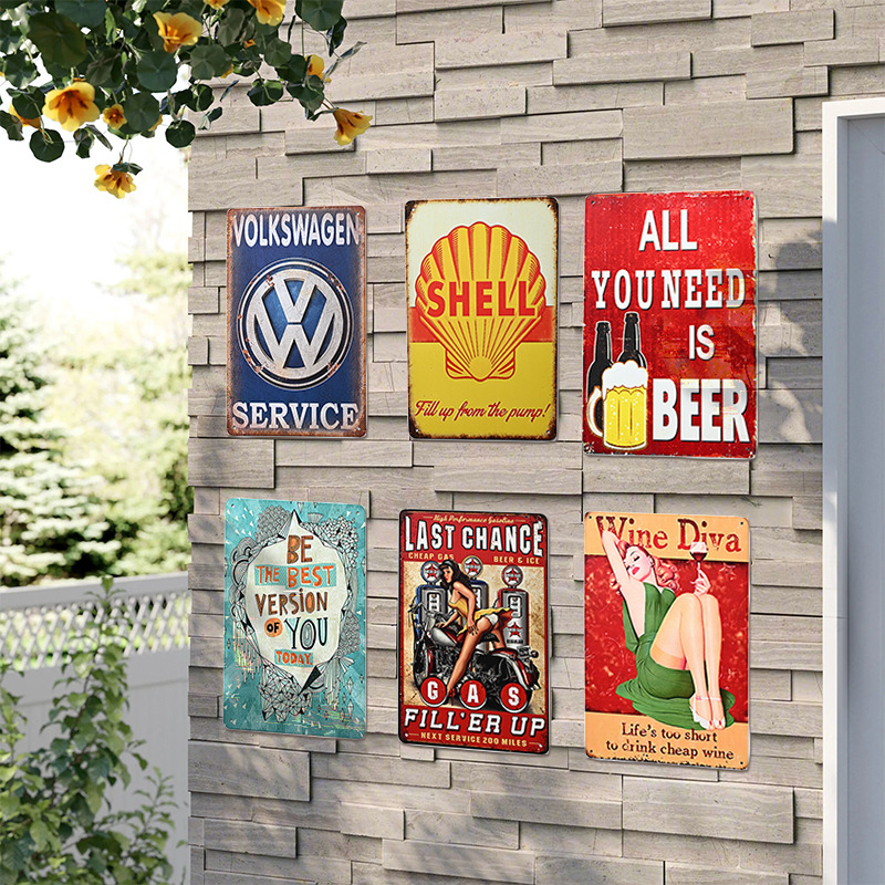 Tinplate License Plate Hanging Painting Personalized Design Creative Wall Hanging Metal Painting Living Room Bar Tinplate Painting Factory Customization