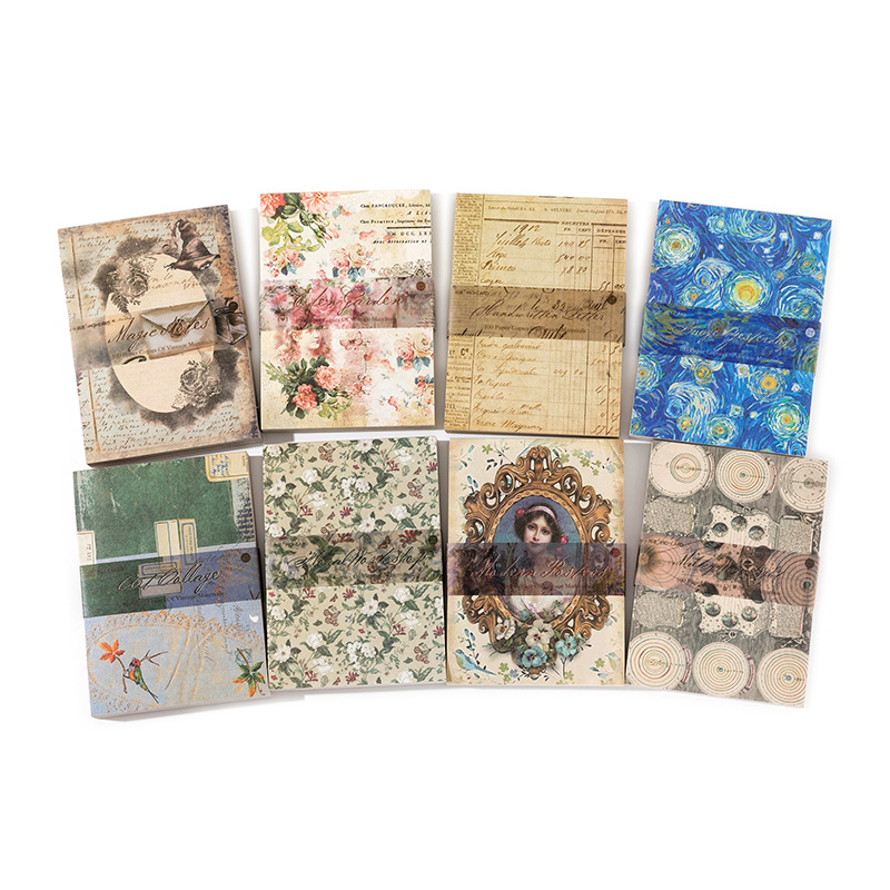 Momo Material Paper the Night of the World Series Retro Literary DIY Handbook Decoration Base Collage Paper 8 Options