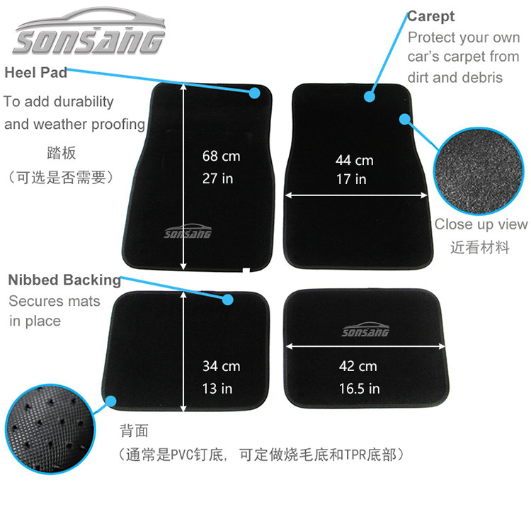 Car mats full set wholesale car special black flat non-slip car mats velvet car mats