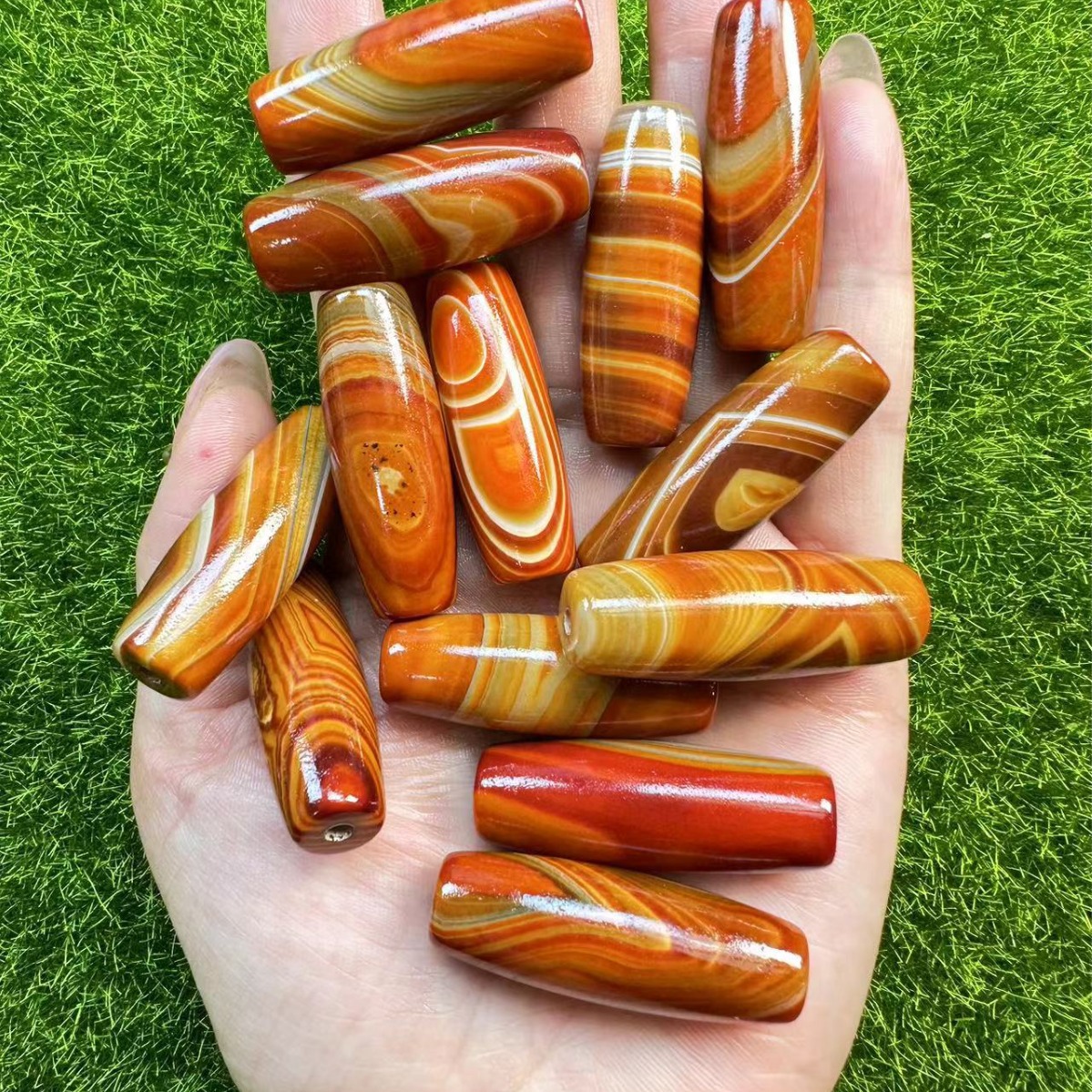 Agate Wholesale Natural Agate Warring States Red Sweater Chain Pendant Sweater Chain Pendant Randomly Sent Inlaid Southern Red Agate