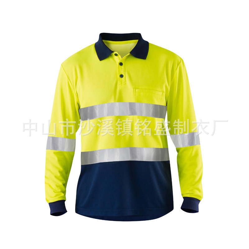 Quick-Drying Mesh Polo Shirt Road Construction Reflective Uniform Custom Sanitation Labor Protection Work Clothes Lapel T-Shirt Workwear