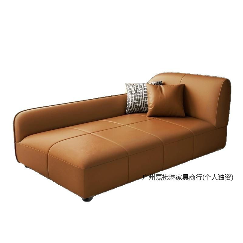 New Waterproof and Wear-Resistant Cat-Scratch Leather Chaise Lounge Living Room Bedroom Fully Equipped Solid Wood Sofa Single Chaise Lounge Chair